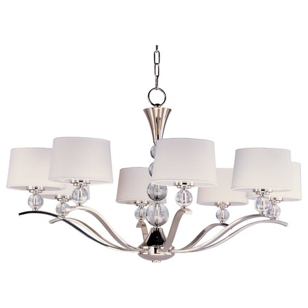 Maxim Eight Light Polished Nickel Drum Shade Chandelier 12758WTPN